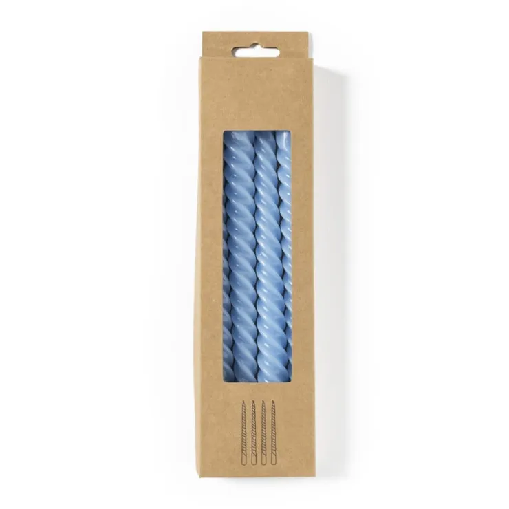 Xenos Dinerkaarsen twist - blauw - set van 4- Dinerkaarsen
