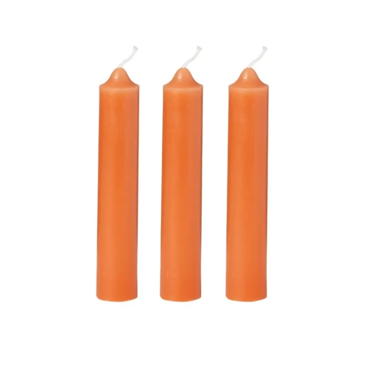 Xenos Dinerkaarsjes - set van 3 - oranje - ø2x12 cm- Dinerkaarsen