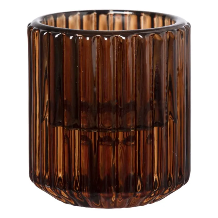 Xenos Diner/theelichthouder - lichtbruin - ø5.5x6 cm- Waxinelichthouders|Kandelaars