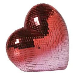 Xenos Disco hart ornament - roze - 18.5x10x17.6 cm- Decoratieve Beelden