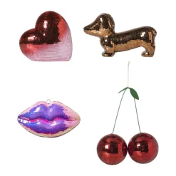 Xenos Disco hart ornament - roze - 18.5x10x17.6 cm- Decoratieve Beelden