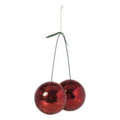 Xenos Disco kersen ornament - rood - 25x20x10 cm- Decoratieve Beelden