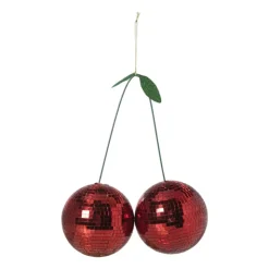 Xenos Disco kersen ornament - rood - 25x20x10 cm- Decoratieve Beelden