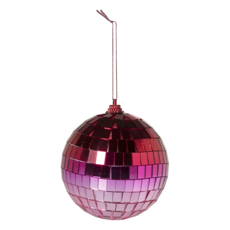 Xenos Discobal - roze/rood - ø8 cm- Kerstballen