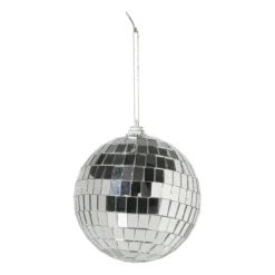 Xenos Discobal - zilverkleurig - ø8 cm- Kerstballen