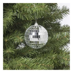 Xenos Discobal - zilverkleurig - ø8 cm- Kerstballen