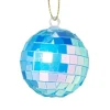 Xenos Discobal blauw - set van 6 - ø4 cm- Kersthangers|Kerstballen