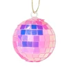 Xenos Discobal roze - set van 6 - ø4 cm- Kersthangers|Kerstballen