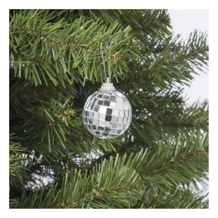 Xenos Discobal zilver - set van 6 - ø4 cm- Kerstcadeaus|Kerstballen