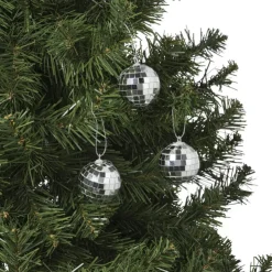 Xenos Discobal zilverkleurig - set van 6 - ø4 cm- Kersthangers|Kerstballen