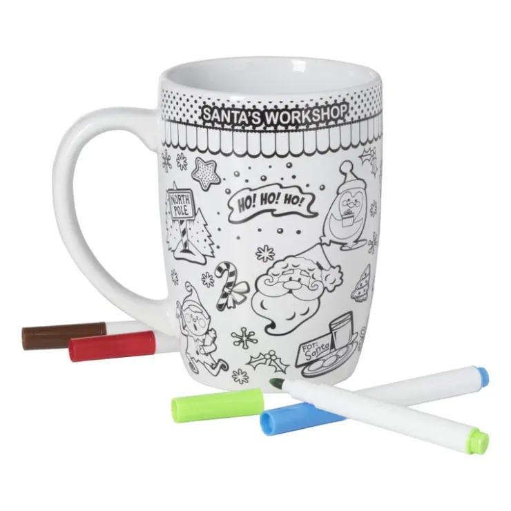 Xenos DIY kerstmok 'ho ho ho' inkleur set - keramiek - ø8.9x12.3 cm- Kerst Knutselen|Kerstcadeaus