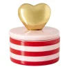 Xenos Doosje met hart deksel - roze/rood - ø8x9 cm- Sieraden Opbergen