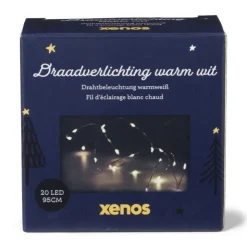 Xenos Draadverlichting - warm wit licht - 20 led lampjes - 95 cm- Kerstverlichting|Kerstboom Verlichting