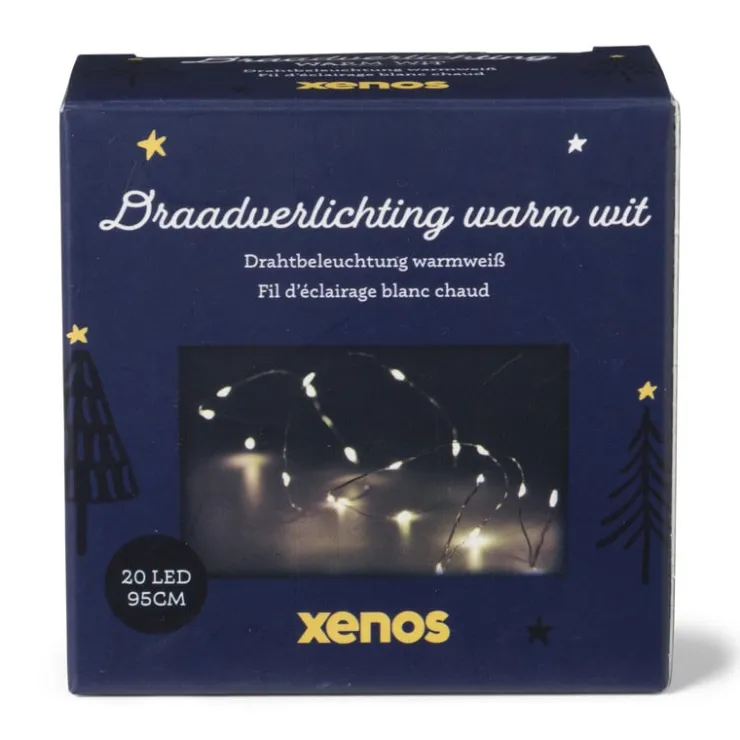 Xenos Draadverlichting - warm wit licht - 20 led lampjes - 95 cm- Kerstverlichting|Kerstboom Verlichting
