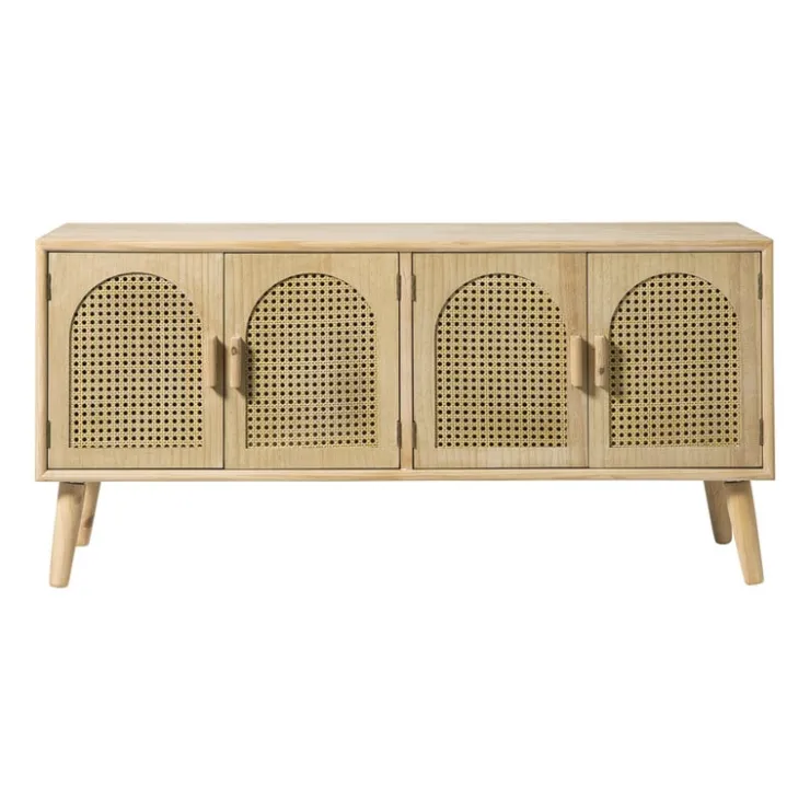 Xenos Dressoir Flores met ovalen vlakken - bruin - 55x120x40 cm- Dressoir