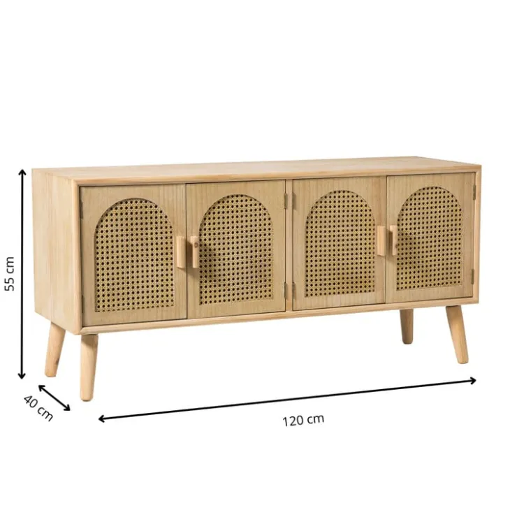 Xenos Dressoir Flores met ovalen vlakken - bruin - 55x120x40 cm- Dressoir