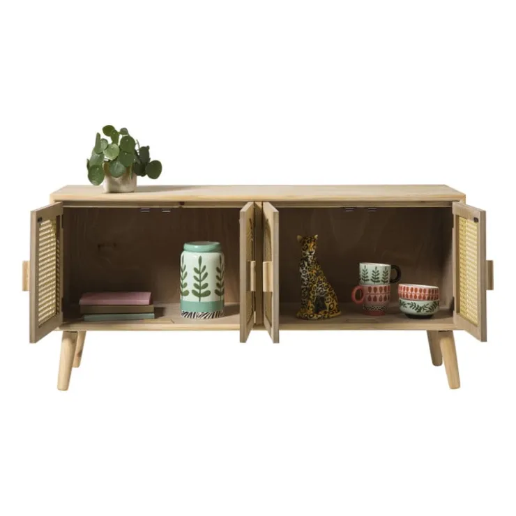 Xenos Dressoir Flores met ovalen vlakken - bruin - 55x120x40 cm- Dressoir