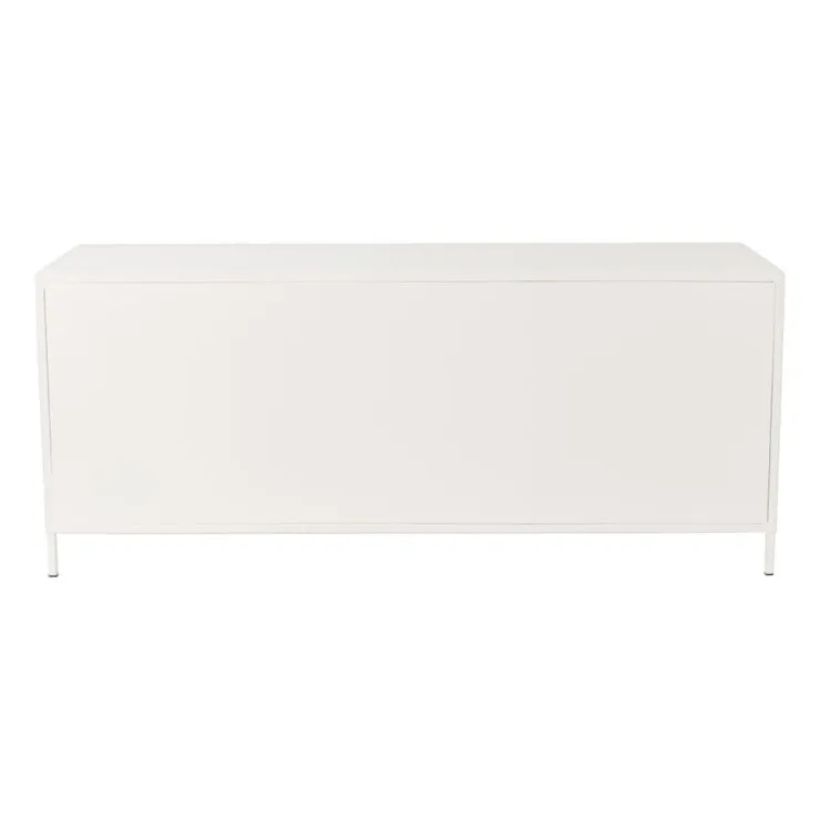 Xenos Dressoir Luca met geribbeld glazen deurtjes - offwhite - 50x120x42 cm- Tv Meubels|Kast Met Deuren