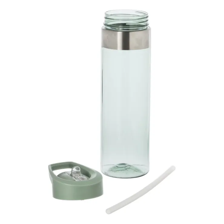 Xenos Drinkfles met rietje - groen - 500 ml- Drinkflessen