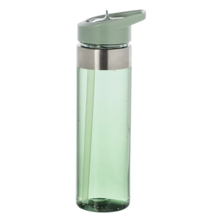Xenos Drinkfles met rietje - groen - 500 ml- Drinkflessen