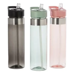 Xenos Drinkfles met rietje - groen - 500 ml- Drinkflessen
