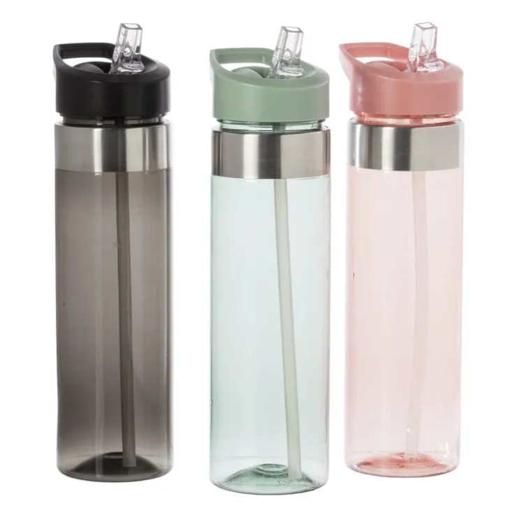 Xenos Drinkfles met rietje - groen - 500 ml- Drinkflessen