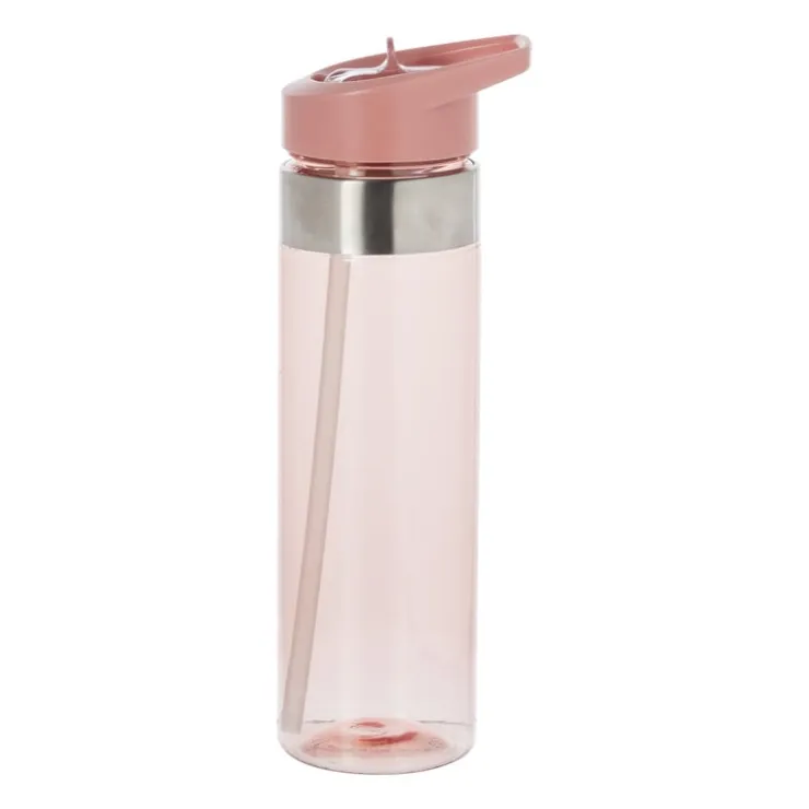 Xenos Drinkfles met rietje - roze - 500 ml- Drinkflessen