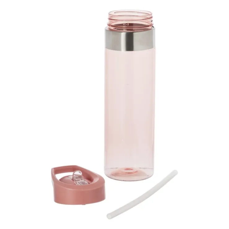 Xenos Drinkfles met rietje - roze - 500 ml- Drinkflessen