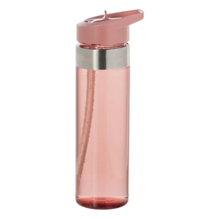 Xenos Drinkfles met rietje - roze - 500 ml- Drinkflessen