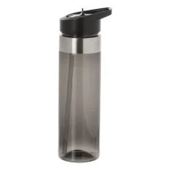 Xenos Drinkfles met rietje - zwart - 500 ml- Drinkflessen