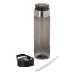 Xenos Drinkfles met rietje - zwart - 500 ml- Drinkflessen