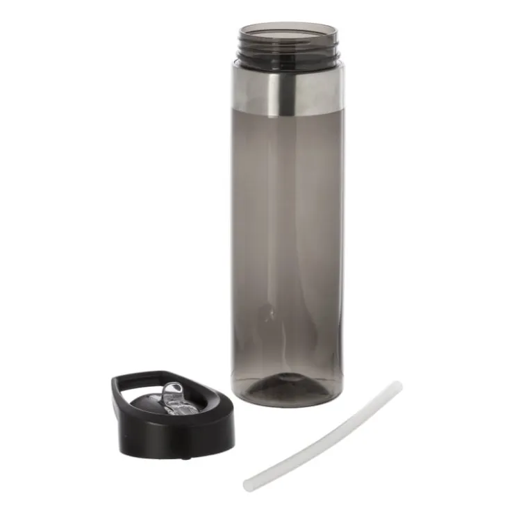 Xenos Drinkfles met rietje - zwart - 500 ml- Drinkflessen