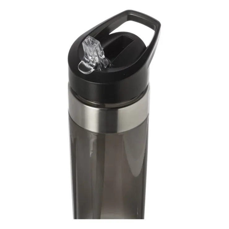 Xenos Drinkfles met rietje - zwart - 500 ml- Drinkflessen