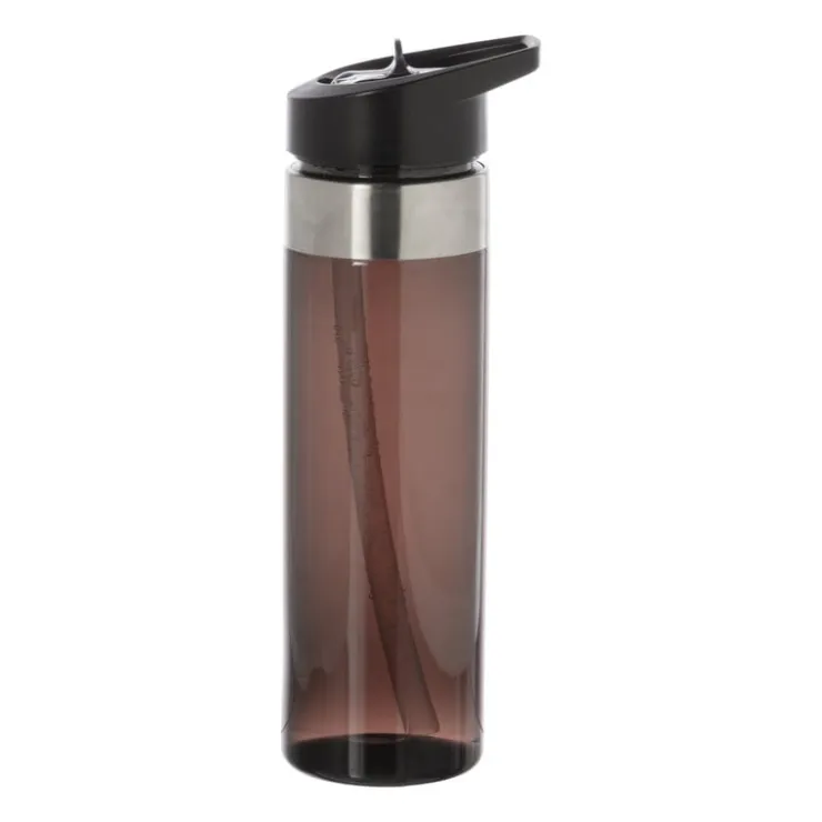 Xenos Drinkfles met rietje - zwart - 500 ml- Drinkflessen