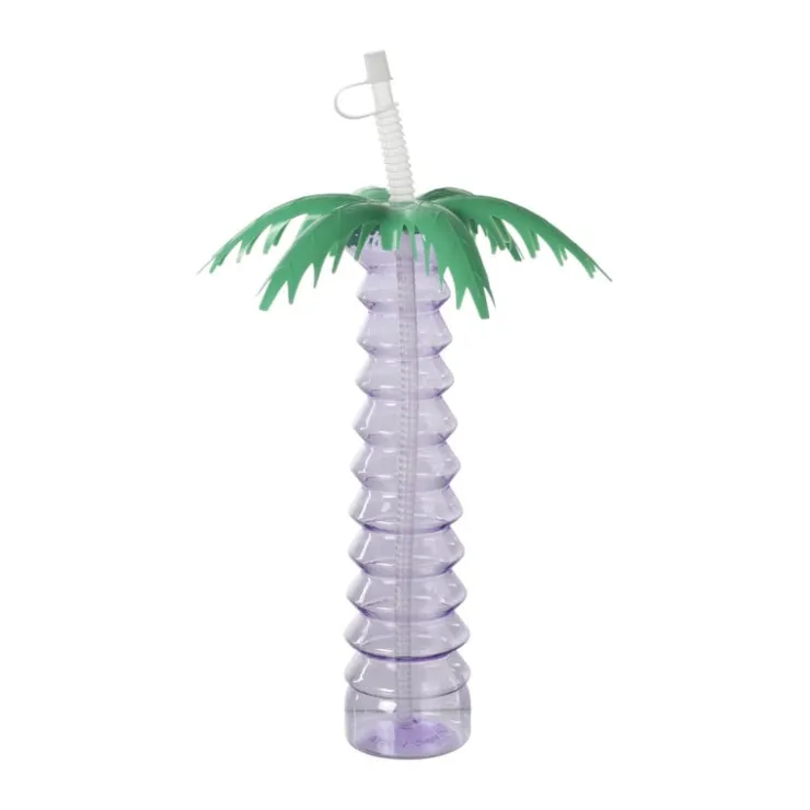 Xenos Drinkfles palmboom - lila - 500 ml- Drinkflessen|Kinderservies