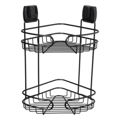 Xenos Easy lock doucherekje hoek - zwart - 21.5x21.5x34 cm- Doucherekjes