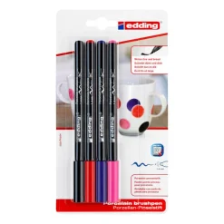 Edding porseleinstiften - set van 4 - zwart/rood/paars/roze- Stiften