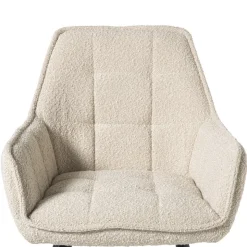 Xenos Eetkamerstoel bouclé met armleuning - beige - 87x56.5x43 cm- Eetkamerstoelen