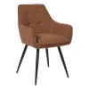 Xenos Eetkamerstoel bouclé met armleuning - bruin - 87x56.5x43 cm- Eetkamerstoelen