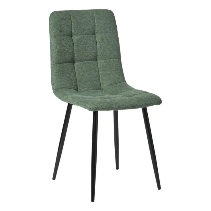 Xenos Eetkamerstoel chenille - groen - 90x53.5x44.5 cm- Eetkamerstoelen