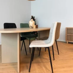 Xenos Eetkamerstoel chenille - groen - 90x53.5x44.5 cm- Eetkamerstoelen