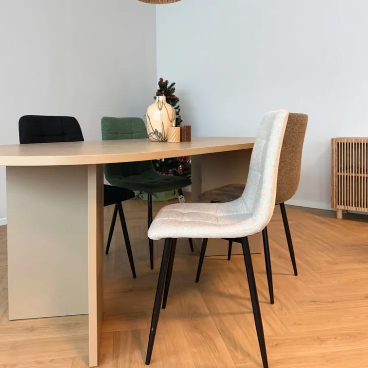Xenos Eetkamerstoel chenille - groen - 90x53.5x44.5 cm- Eetkamerstoelen