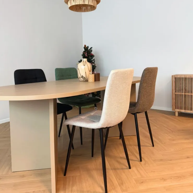 Xenos Eetkamerstoel chenille - groen - 90x53.5x44.5 cm- Eetkamerstoelen