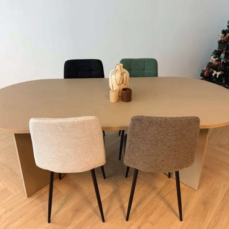 Xenos Eetkamerstoel chenille - groen - 90x53.5x44.5 cm- Eetkamerstoelen