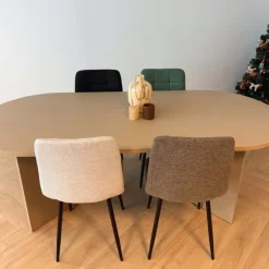 Xenos Eetkamerstoel chenille - zwart - 90x53.5x44.5 cm- Eetkamerstoelen