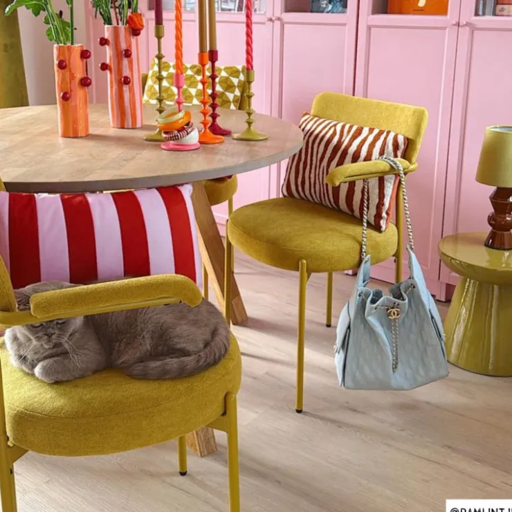 Xenos Eetkamerstoel Elvis - okergeel - 79x57x52 cm- Eetkamerstoelen