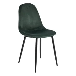 Xenos Eetkamerstoel Ivy - velvet groen - 88x44x53 cm- Eetkamerstoelen