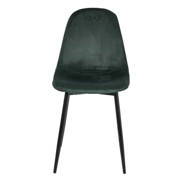 Xenos Eetkamerstoel Ivy - velvet groen - 88x44x53 cm- Eetkamerstoelen