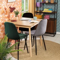 Xenos Eetkamerstoel Ivy - velvet groen - 88x44x53 cm- Eetkamerstoelen