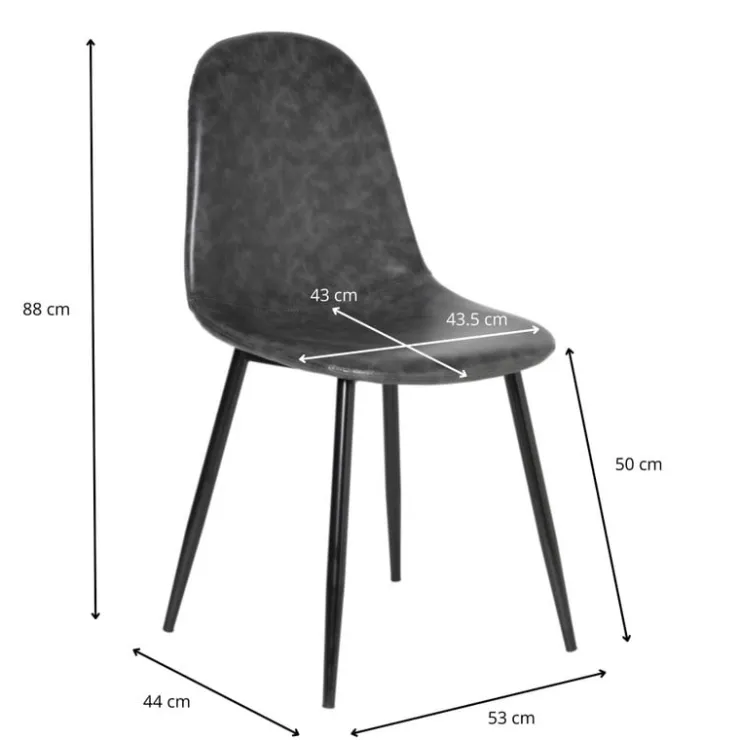 Xenos Eetkamerstoel Ivy kunstleer - antraciet - 88x53x44 cm- Eetkamerstoelen